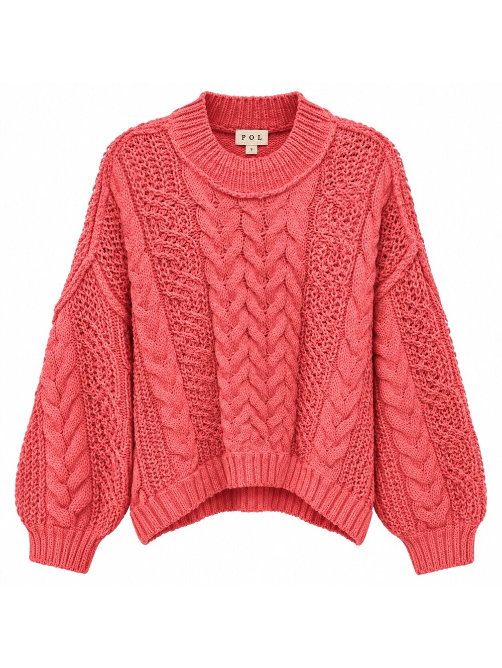 POL Women's Size Large Oversized Boho Cable Knit - Picture 2 of 7